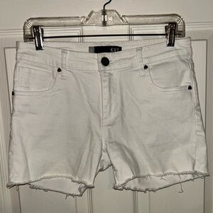 Kut From The Kloth Gidget Fray Denim White Jean Shorts Sz 2